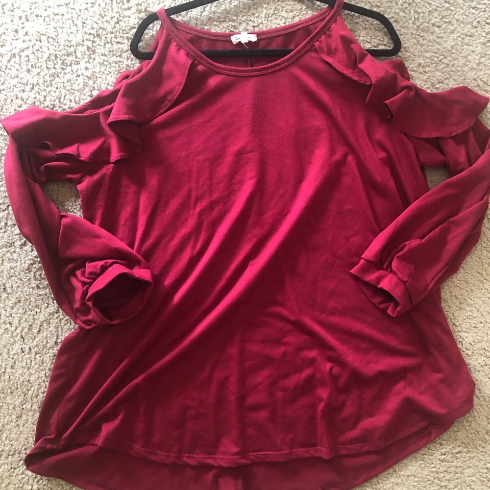 Cold shoulder ruffle top